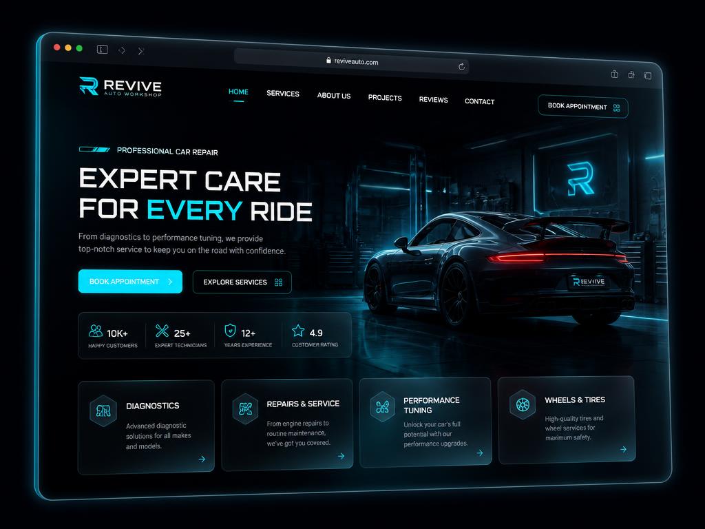 Podgląd strony internetowej: Revive Auto Workshop
